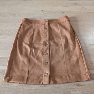 LOFT Camel Button-Front Mini Skirt